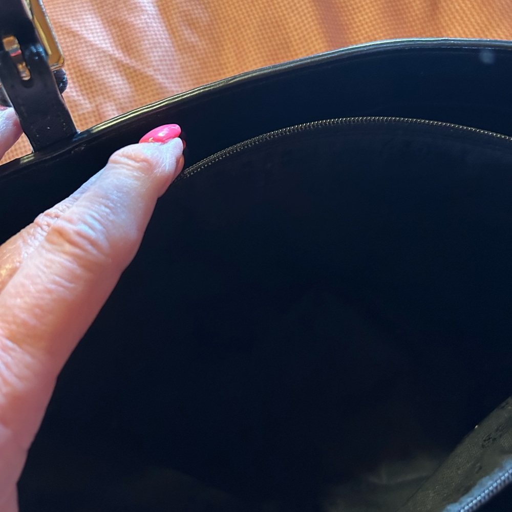 Tory Burch Black Leather Double-Handle Tote with Gold Logo - Picture 8 of 8
